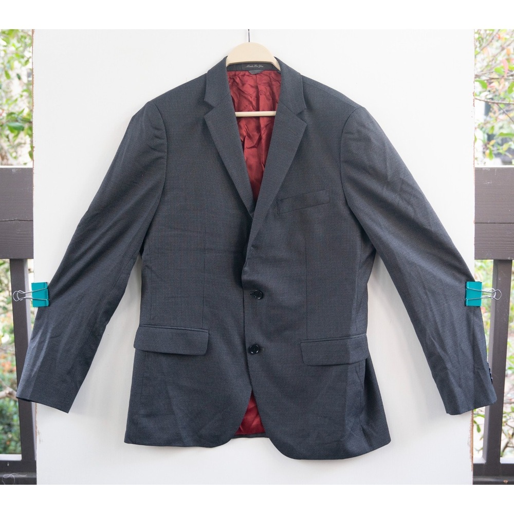 Indochino Blazer Jacket Mens XL Gray Good 2 Button Wool Silk Cruden Bay